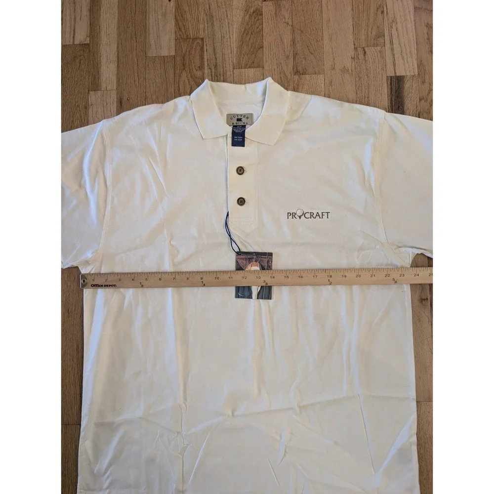Cutter & Buck Polo Embroidered Logo Golf Polo Shirt Men's M Cream 100% Cotton